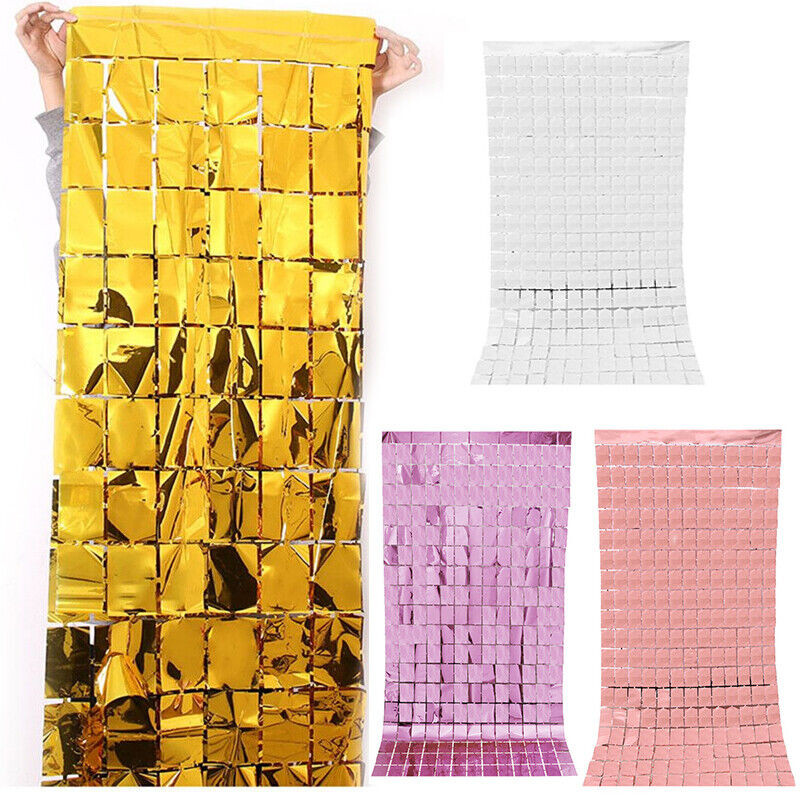 Vakarėlio fonas Kvadratinė Užuolaida Folija Fringe Užuolaida Sienų Dekoras Kūdikių Dušas Blizgučiai Fono Užuolaidos Gimtadienio folija blizgučiai