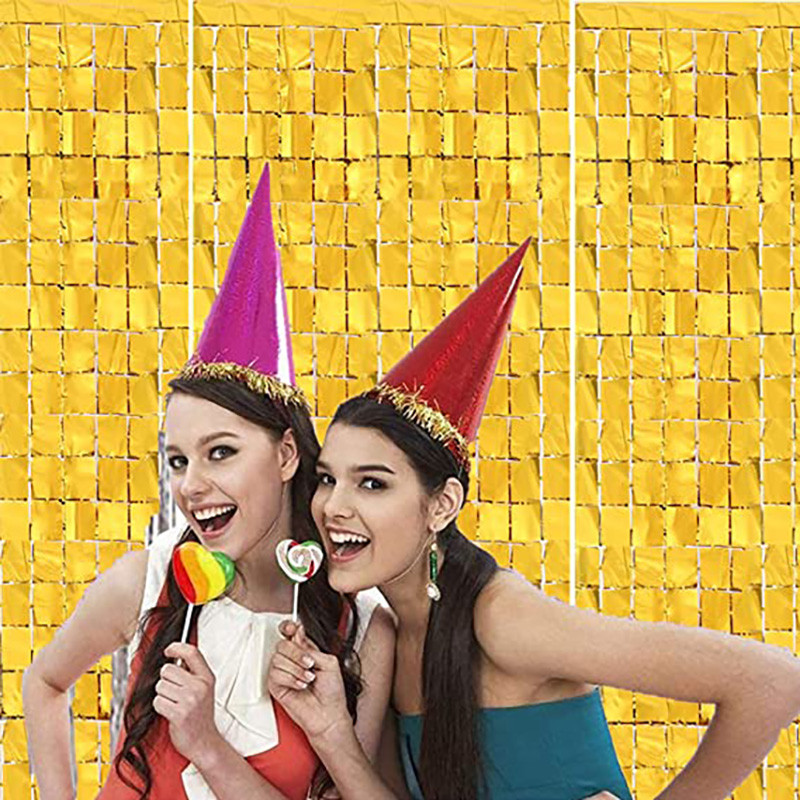 Vakarėlio fonas Kvadratinė Užuolaida Folija Fringe Užuolaida Sienų Dekoras Kūdikių Dušas Blizgučiai Fono Užuolaidos Gimtadienio folija blizgučiai