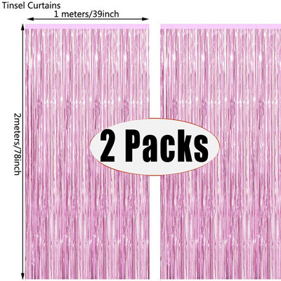 2Pack 1X2M Sidabrinės metalinės folijos blizgučiai su kutais užuolaidos fonas Gimtadienio vestuvių mergvakario dekoravimas suaugusiems