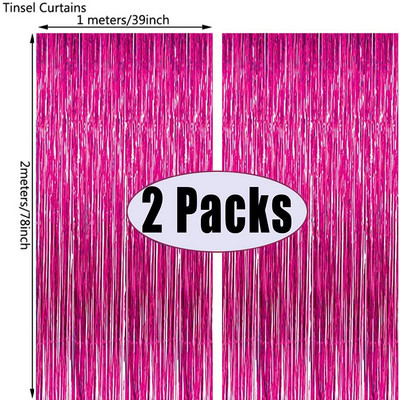 2Pack 1X2M Sidabrinės metalinės folijos blizgučiai su kutais užuolaidos fonas Gimtadienio vestuvių mergvakario dekoravimas suaugusiems