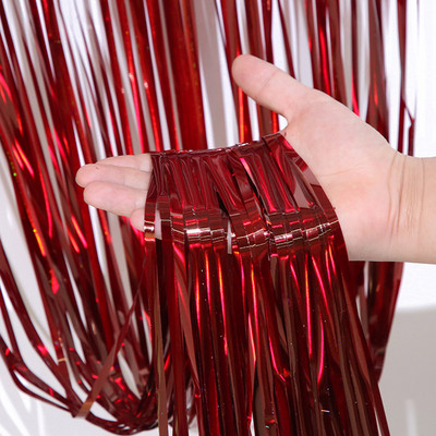 1*2M vakarėlio fonas Metalinės folijos kutais blizgučių užuolaidos suaugusiems vaikams gimtadienio vakarėliui vestuvių dekoravimui Kūdikių dušo reikmenys