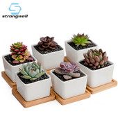 Strongwell bijeli porculanski keramički lonac za cvijeće Minimalistički četvrtasti sadilica Vilinski pribor za ukrašavanje vrta Sadilica za sukulente