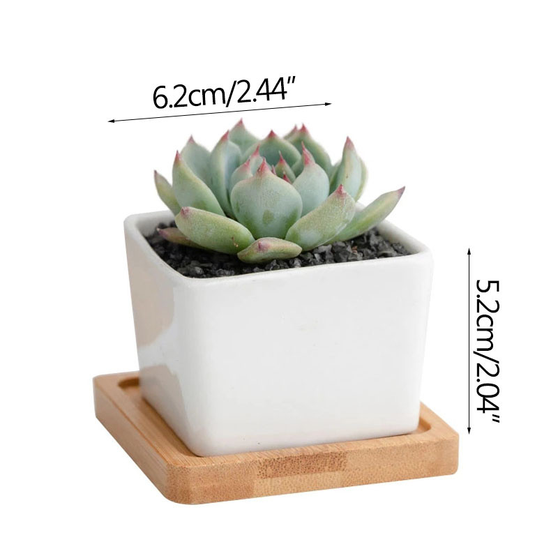 Strongwell bijeli porculanski keramički lonac za cvijeće Minimalistički četvrtasti sadilica Vilinski pribor za ukrašavanje vrta Sadilica za sukulente