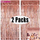 2Pack Metallic Foolium Tinsel Fringe kardin Sünnipäev Pulmad Poissmeestepeo teenetemärgi Aastapäeva Taustaks Ystävänpäivä