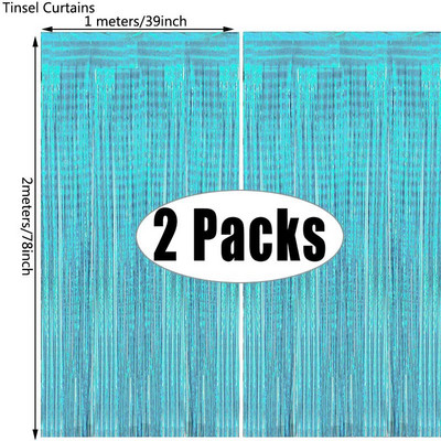 2Pack Metallic Foolium Tinsel Fringe kardin Sünnipäev Pulmad Poissmeestepeo teenetemärgi Aastapäeva Taustaks Ystävänpäivä