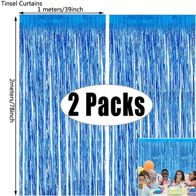 2Pack Metallic Foolium Tinsel Fringe kardin Sünnipäev Pulmad Poissmeestepeo teenetemärgi Aastapäeva Taustaks Ystävänpäivä