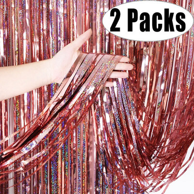 2Pack Metallic Foolium Tinsel Fringe kardin Sünnipäev Pulmad Poissmeestepeo teenetemärgi Aastapäeva Taustaks Ystävänpäivä