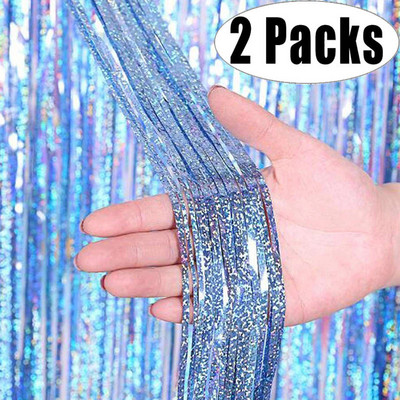 2Pack Metallic Foolium Tinsel Fringe kardin Sünnipäev Pulmad Poissmeestepeo teenetemärgi Aastapäeva Taustaks Ystävänpäivä