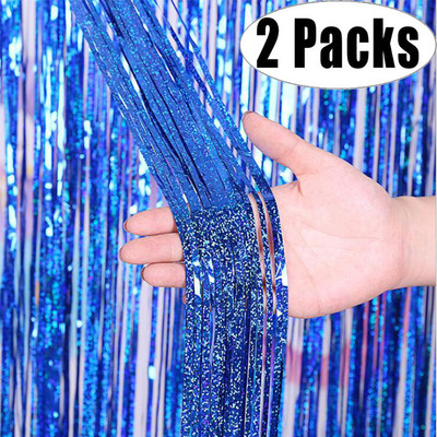 2Pack Metallic Foolium Tinsel Fringe kardin Sünnipäev Pulmad Poissmeestepeo teenetemärgi Aastapäeva Taustaks Ystävänpäivä