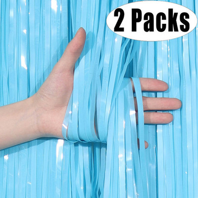 2Pack Metallic Foolium Tinsel Fringe kardin Sünnipäev Pulmad Poissmeestepeo teenetemärgi Aastapäeva Taustaks Ystävänpäivä