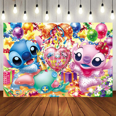 Disney Lilo Stitch pozadine za zabavu Dječji ukrasi za sretan rođendan Fotografske pozadinske dekoracije Dekorativni banner