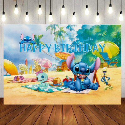 „Disney Lilo Stitch“ vakarėlio fonai Vaikų gimtadienio dekoravimas Fotografinis fono papuošimas Dekoro reklamjuostė