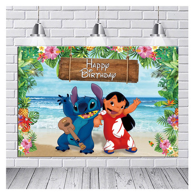 „Disney Lilo Stitch“ vakarėlio fonai Vaikų gimtadienio dekoravimas Fotografinis fono papuošimas Dekoro reklamjuostė