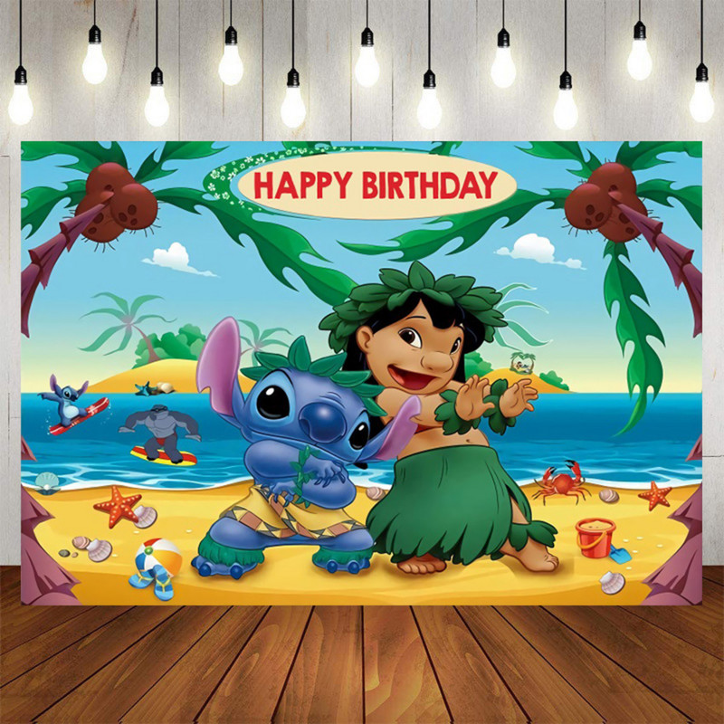 „Disney Lilo Stitch“ vakarėlio fonai Vaikų gimtadienio dekoravimas Fotografinis fono papuošimas Dekoro reklamjuostė