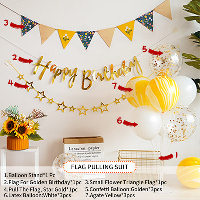 Gimtadienio dekoravimo rinkiniai Su gimtadieniu Popierinė reklamjuostė Ventiliatoriaus pakabukas Kūdikių dušas Vaikų gimtadienio vakarėlio fono dekoravimas