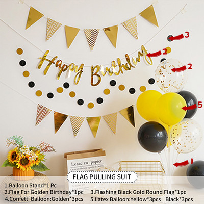 Gimtadienio dekoravimo rinkiniai Su gimtadieniu Popierinė reklamjuostė Ventiliatoriaus pakabukas Kūdikių dušas Vaikų gimtadienio vakarėlio fono dekoravimas