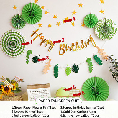 Gimtadienio dekoravimo rinkiniai Su gimtadieniu Popierinė reklamjuostė Ventiliatoriaus pakabukas Kūdikių dušas Vaikų gimtadienio vakarėlio fono dekoravimas