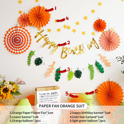 Gimtadienio dekoravimo rinkiniai Su gimtadieniu Popierinė reklamjuostė Ventiliatoriaus pakabukas Kūdikių dušas Vaikų gimtadienio vakarėlio fono dekoravimas