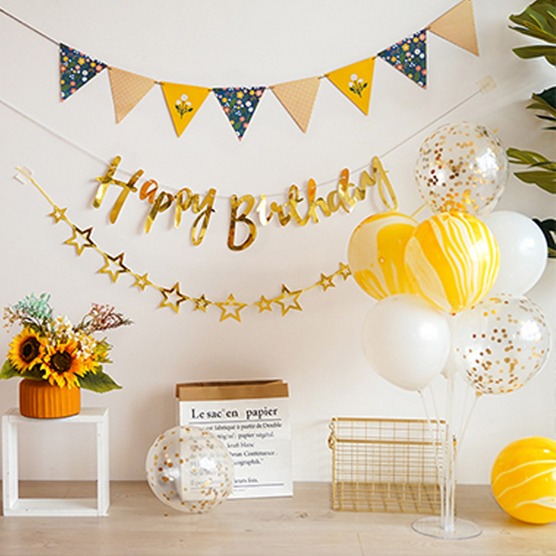 Gimtadienio dekoravimo rinkiniai Su gimtadieniu Popierinė reklamjuostė Ventiliatoriaus pakabukas Kūdikių dušas Vaikų gimtadienio vakarėlio fono dekoravimas