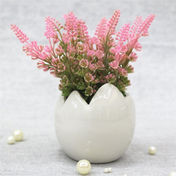 Δημιουργική Κεραμική γλάστρα με κέλυφος αυγού Σύνθεση λουλουδιών παχύφυτα Διακόσμηση επιφάνειας εργασίας Λευκή γλάστρα Βάζο Δώρο Διακόσμηση σπιτιού