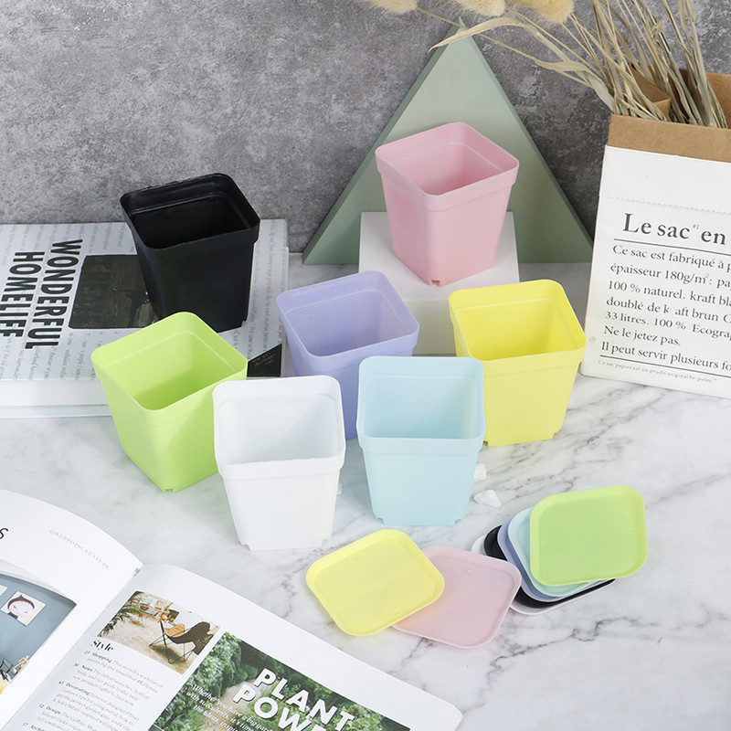 5 komada saksije za cvijeće četvrtaste plastične žardinjere Dječji vrtni stol Dekoracija doma Mini saksija za cvijeće u boji slatkiša Vrtni ukras