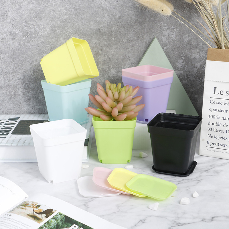 5 komada saksije za cvijeće četvrtaste plastične žardinjere Dječji vrtni stol Dekoracija doma Mini saksija za cvijeće u boji slatkiša Vrtni ukras