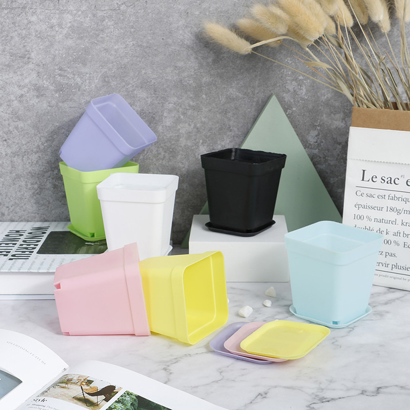 5 komada saksije za cvijeće četvrtaste plastične žardinjere Dječji vrtni stol Dekoracija doma Mini saksija za cvijeće u boji slatkiša Vrtni ukras