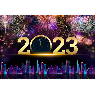 Happy New Year Backdrop for 2023 Glitter Fireworks Balloons Champagne Photocall Καλώς ορίσατε Διακοσμήσεις φόντου για πάρτι για το νέο έτος