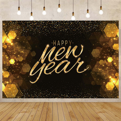 Happy New Year Backdrop for 2023 Glitter Fireworks Balloons Champagne Photocall Καλώς ορίσατε Διακοσμήσεις φόντου για πάρτι για το νέο έτος