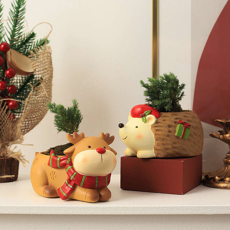 Animacinių filmų dervos gėlių vazonas Mielas briedžio triušio gyvūno formos sultingas gėlių vazonas Namų sodininkystė Sultingas sodintuvas vazoninis vazonas