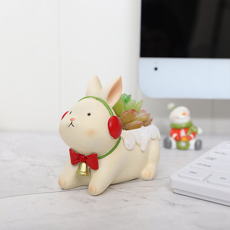 Animacinių filmų dervos gėlių vazonas Mielas briedžio triušio gyvūno formos sultingas gėlių vazonas Namų sodininkystė Sultingas sodintuvas vazoninis vazonas