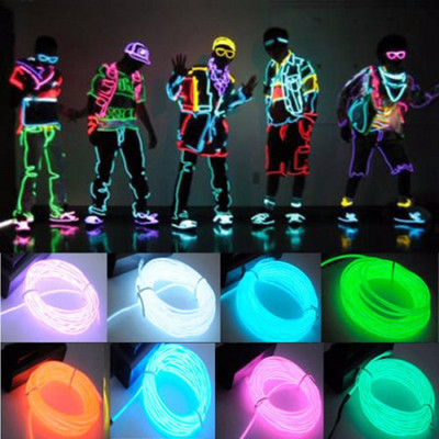 Glow EL Wire кабел LED неоново коледно танцово парти Направи си сам костюми облекло светеща кола светлина декорация дрехи топка рейв 1m/3m/5m