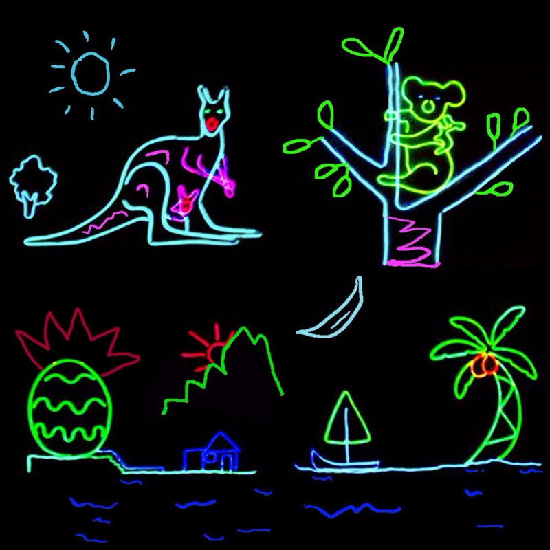 Glow EL Wire Cable LED Neoon Jõulutantsupidu DIY Kostüümid Riietus Helendav Autovalgusti Dekoratsioon Riided Pallirelv 1m/3m/5m