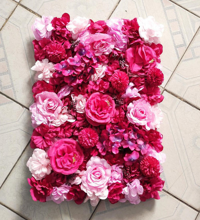 Dirbtinių gėlių sienų plokštės 16 x 24 colių gėlių sienų kilimėlis šilko rožių gėlių plokštės, skirtos vestuvių sienų namų dekoravimui