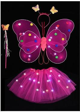 Φτερά με πούλιες πεταλούδας Φούστα από δίχτυ Tutu Glow Party Girls One 1st 2nd Birthday Party Dress Up Little Fairy Baby Shower