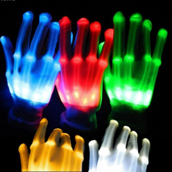 Party LED παιδικά γάντια φώτα νέον Φώτα αποκριών στηρίγματα φωτεινά γάντια σκελετού κοστούμια σκηνής Χριστουγεννιάτικες προμήθειες