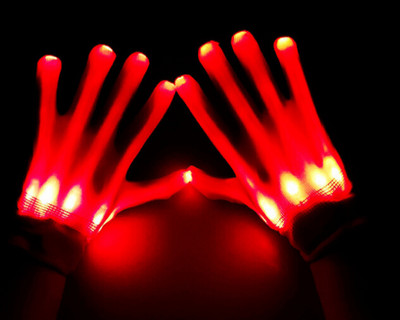 Peo LED lastekindad neoontuled Halloweeni tuled rekvisiidid helendavad skelett kindad lavakostüümid jõulutarbed