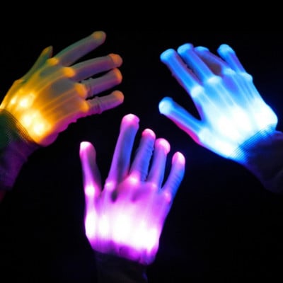 Парти LED детски ръкавици Неонови светлини Хелоуин светлини подпори светещи скелетни ръкавици сценични костюми Коледни консумативи