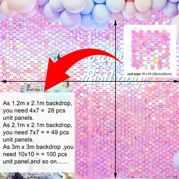 Ιριδίζον σκηνικό με παγιέτες για πάρτι Glitter Shimmer τετράγωνο με παγιέτες τοίχο Δημοφιλή διακόσμηση γάμου Baby shower Διακόσμηση γενεθλίων