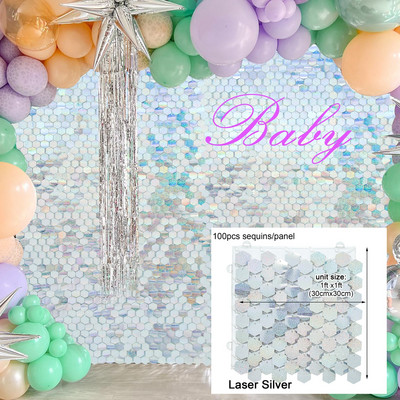 Prelijevajuća pozadina za zabavu sa šljokicama Svjetlucavi kvadratni zid sa šljokicama Popularni dekori za vjenčanje Baby Shower Rođendanske dekoracije