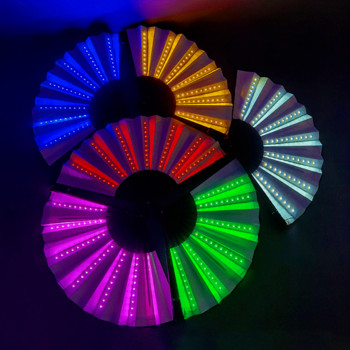 1 τεμ. Φωτεινός αναδιπλούμενος ανεμιστήρας 13 ιντσών Led Play Fan Πολύχρωμοι ανεμιστήρες Abanico Led για χορό Neon Party Decoration DJ Night Club