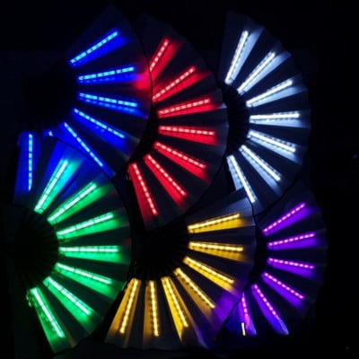 1 τεμ. Φωτεινός αναδιπλούμενος ανεμιστήρας 13 ιντσών Led Play Fan Πολύχρωμοι ανεμιστήρες Abanico Led για χορό Neon Party Decoration DJ Night Club