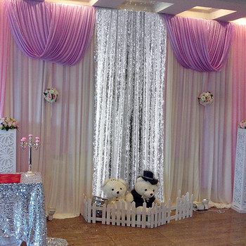 Χρυσό τριαντάφυλλο πούλιες με σκηνικό κουρτίνες Stage Baby Shower Γαμήλια δεξίωση γενεθλίων Πάρτι Φωτογραφικό Περίπτερο Κουρτίνες φόντου