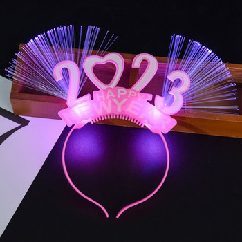 5Pcs 2023 Новогодишна лента за глава LED Heart Bowknot Feather Letter Костюм Обръч за коса Cosplay Party Light Шапки Парти Декорация