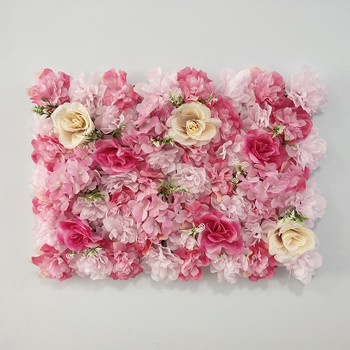 Silk Rose Flower Πάνελ τοίχου Τεχνητά λουλούδια για γάμο Baby shower Φωτογραφικό πάρτι γενεθλίων σκηνικό διακόσμηση σπιτιού 60X40cm