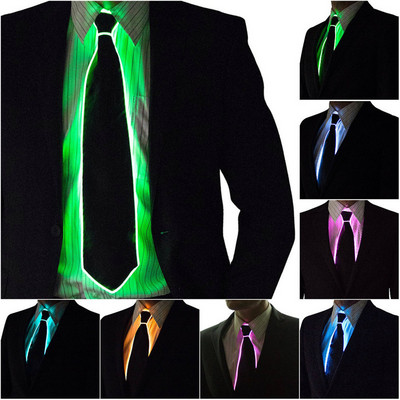 Мъжка светеща вратовръзка EL Wire Neon LED светещо парти Haloween Коледа Светеща светеща украса DJ Bar Club Stage Prop Облекло