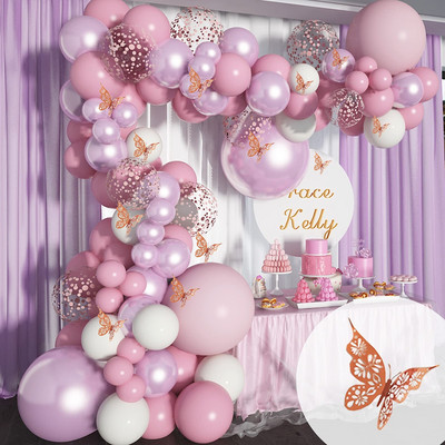 Butterfly Balloon Garland Arch Kit Birthday Party Decoration Kids Wedding Birthday Girl Decor Baby Shower Latex Baloon