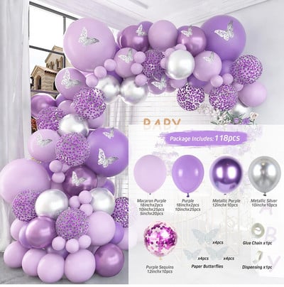 Kit de ghirlande cu balon fluturi Decor pentru petreceri de aniversare pentru copii, nunta, pentru fete, pentru baby shower, balon din latex
