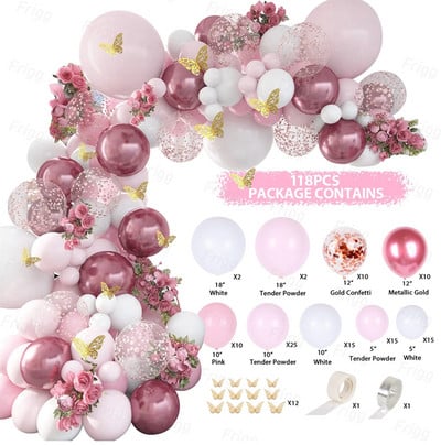 Leptir Balon Garland Garland Kit Dekoracija za rođendansku proslavu Dječje vjenčanje Rođendanska dekoracija za djevojku Baby Shower Balon od lateksa