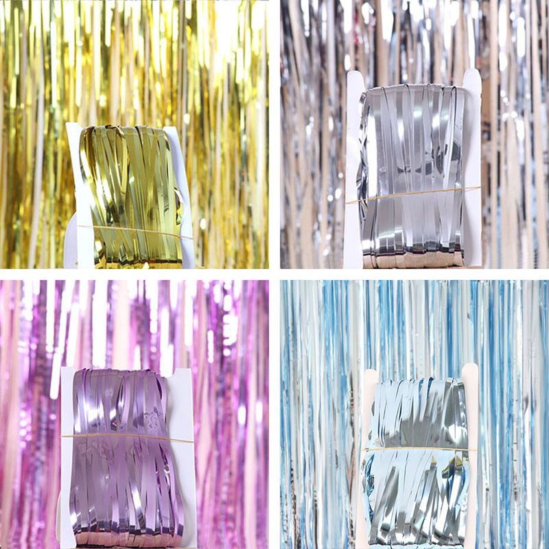 Blizgučiai blizgantys Gimtadienio papuošimai Metaliniai gimtadienio papuošimai Suaugusiųjų Havajų vakarėlio reikmenys Folijos vestuvių fonas